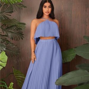 Pleated Halter 2 Piece Set